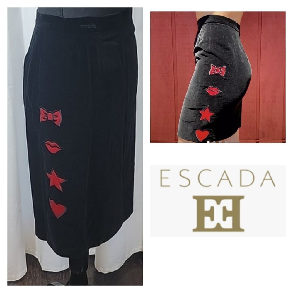ESCADA by Magaretha Ley Vintage Black Velvet Pencil Skirt - Picture 15 of 15